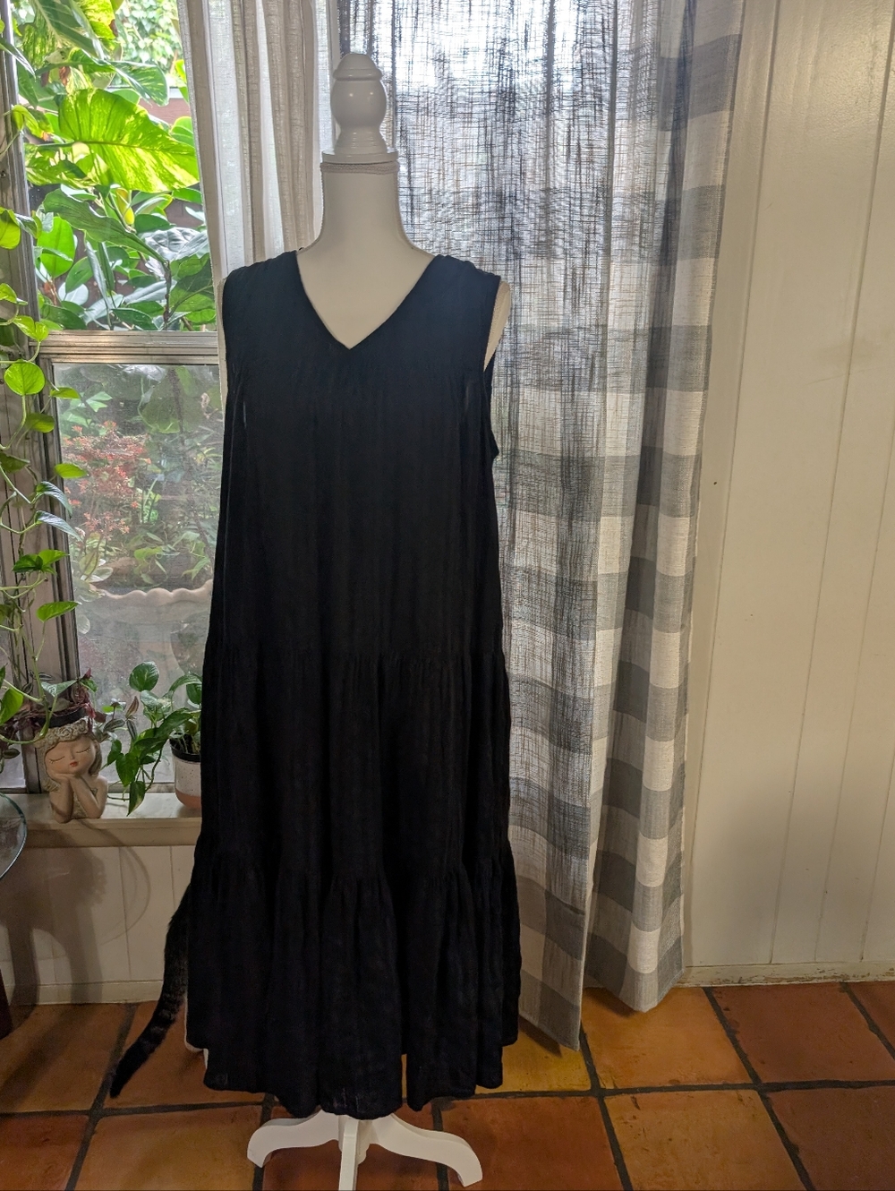 World Market Sleeveless Black Cotton Dress. - Picture 2 of 7